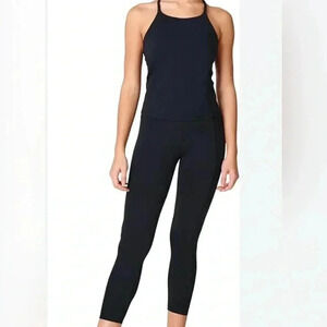 Sweaty  Betty black floral print casual stretch yoga athletic leggings tights S